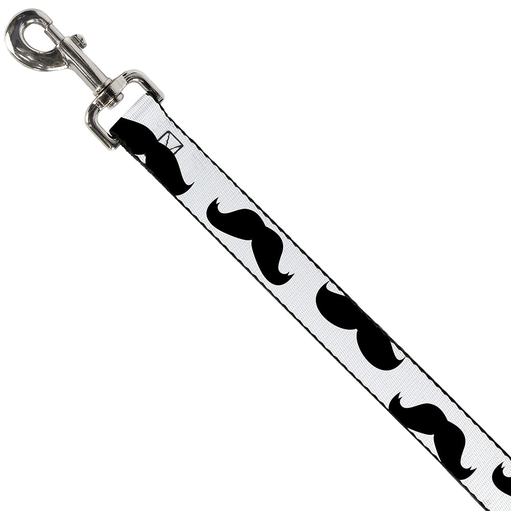Dog Leash - Mustaches White/Black