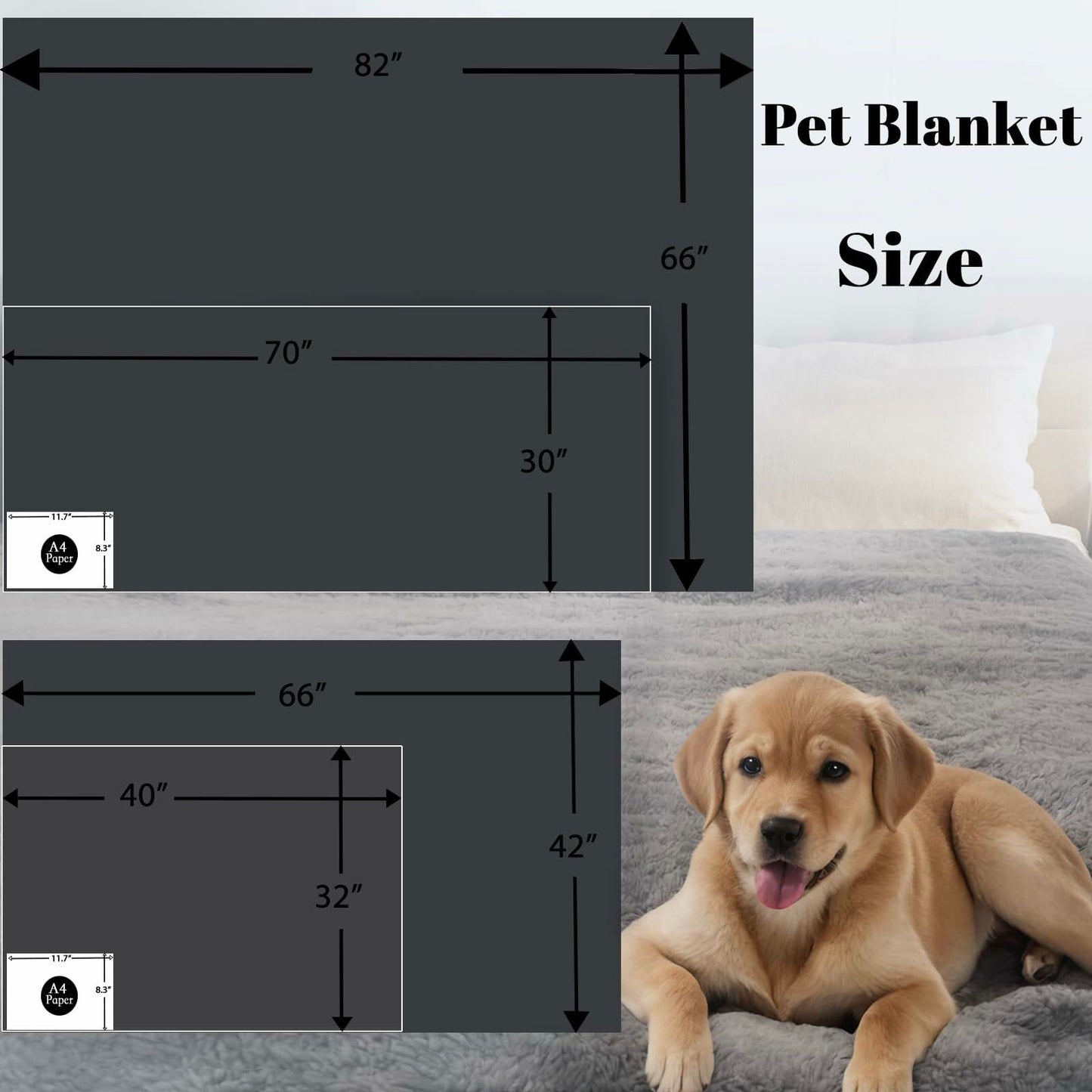 Waterproof Stuffed Dog Bed Cover Blanket Reversible Paw Print Grey 52x82