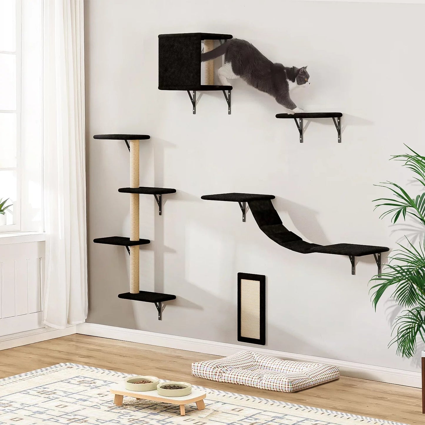 Wall-Mounted Cat Condo & Climbing Tower – Space-Saving, Sturdy & Fun for Multiple Cats