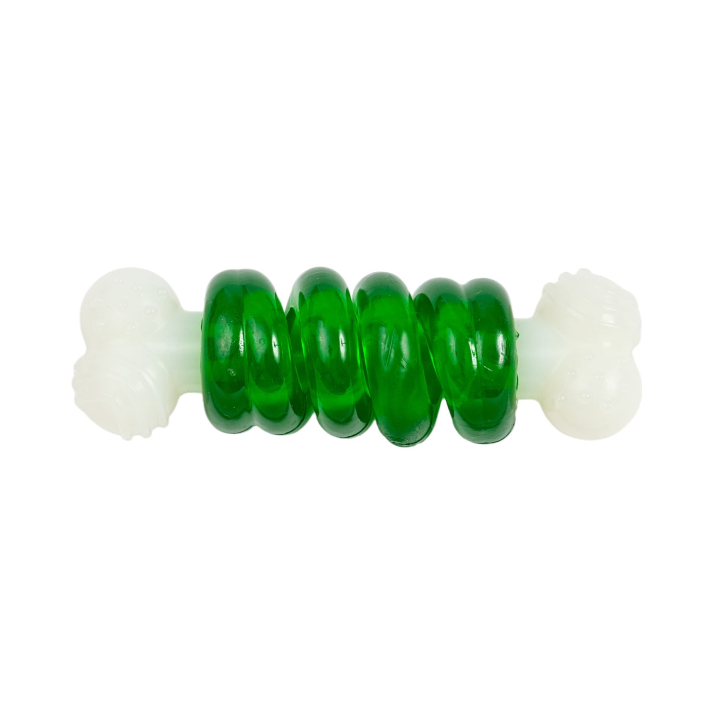 Country Living Bone-a-Treat Dog Chew Toy – Orange Bulged Balls & Green Spiral Ring