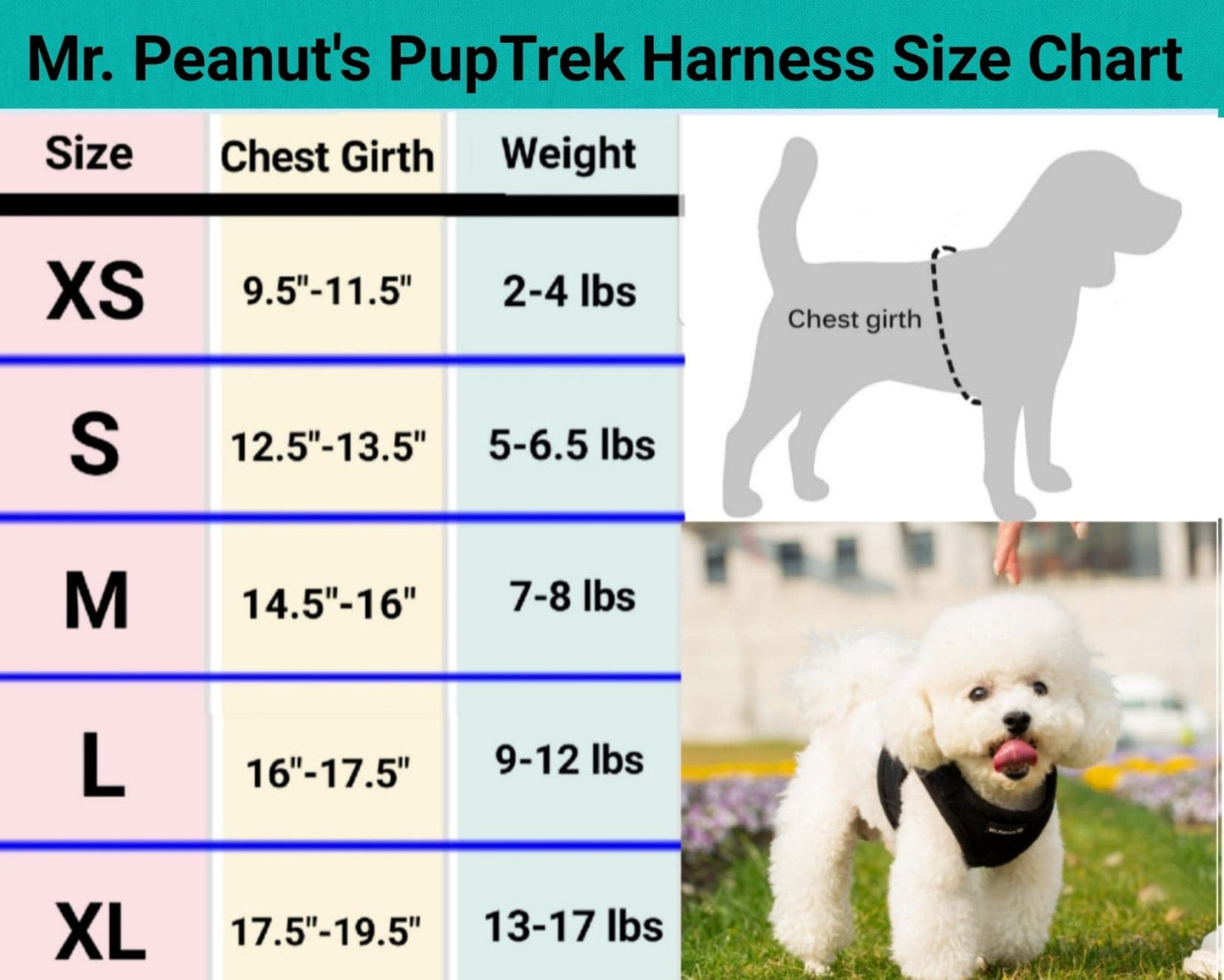Mr. Peanut's PupTrek Harness and Leash Set,  Small Dog/Cat Soft Mesh Step In Harness Vest