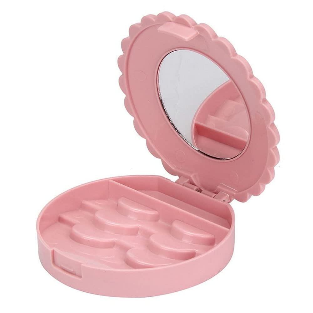 Ribbon False Eyelash Case with Mirror Pink