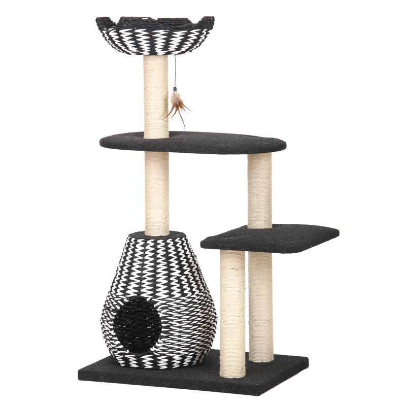 Petpals Ace Handwoven Cat Tree – Boho Chic Style with Natural Paper Rope & Sisal, Multi-Level Design, Eco-Friendly