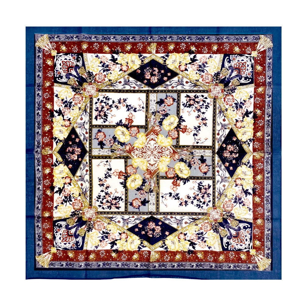 100% Cotton Fashion Square Scarf Made in Korea with Design Pattern