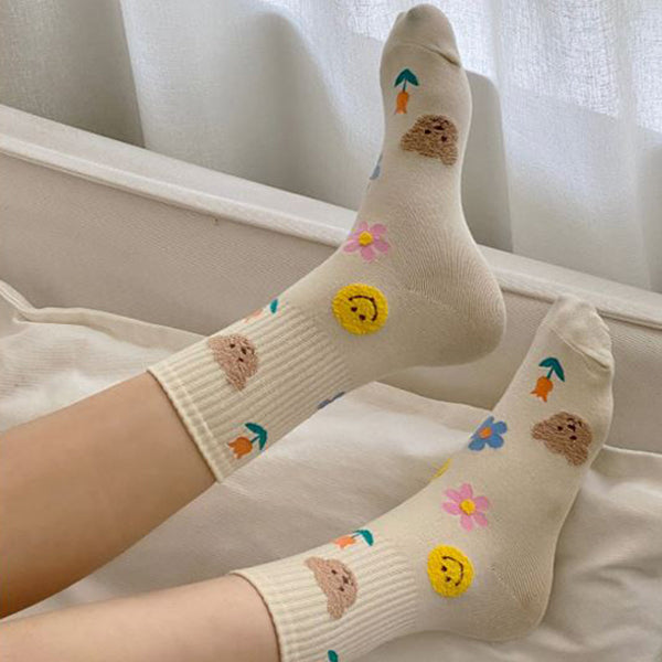 Premium Women’s Fashion Crew Socks with Design Patterns