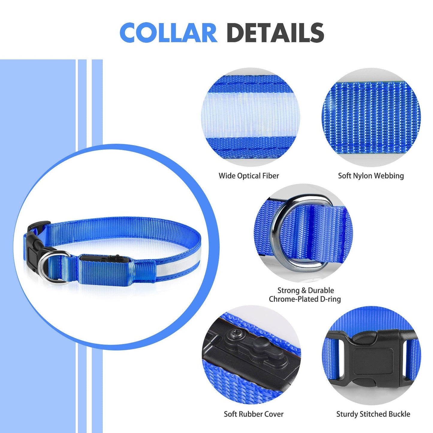 MASBRILL Dog Collar Luminous Pet Supplies Dog Collar Waterproof Safety Collars