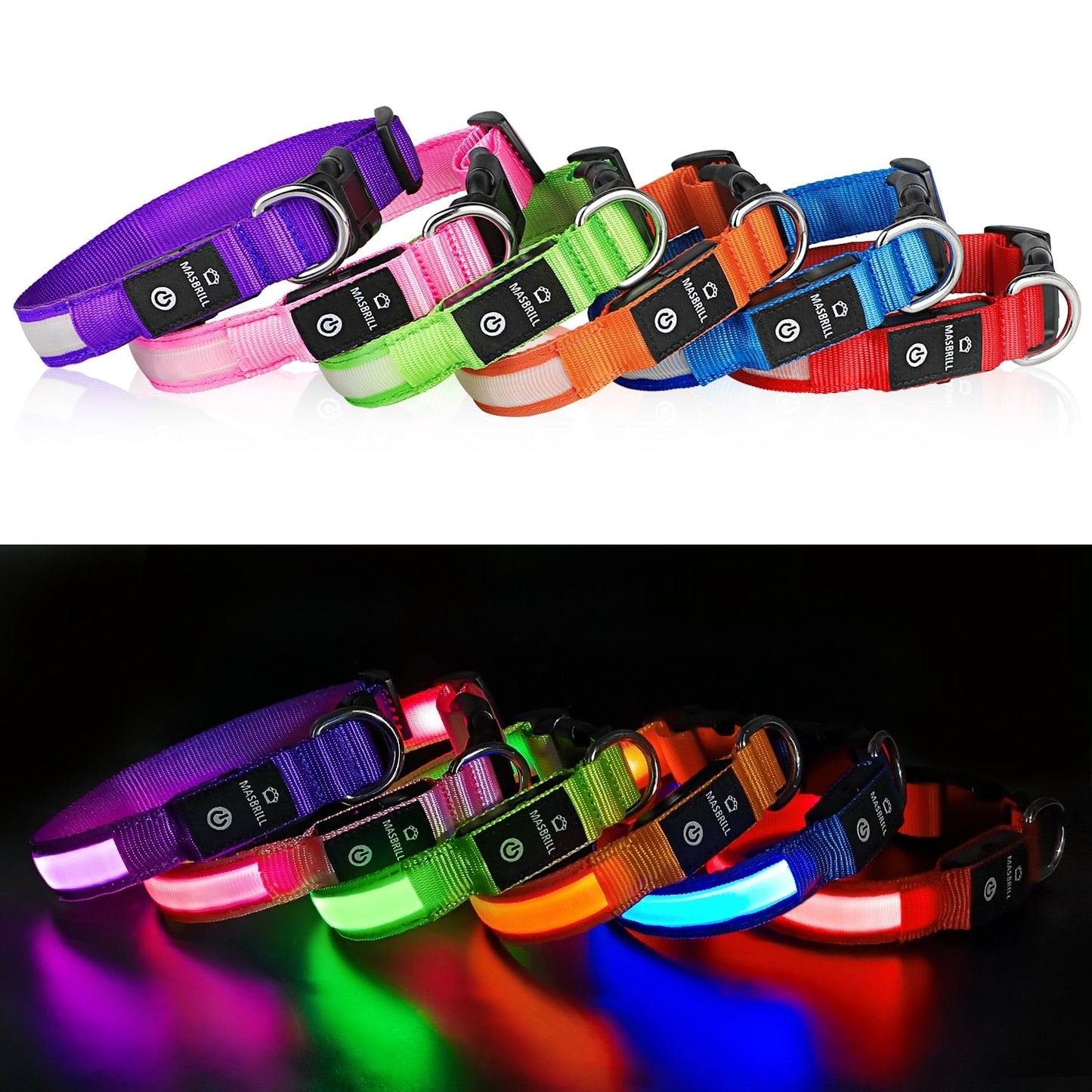 MASBRILL Dog Collar Luminous Pet Supplies Dog Collar Waterproof Safety Collars