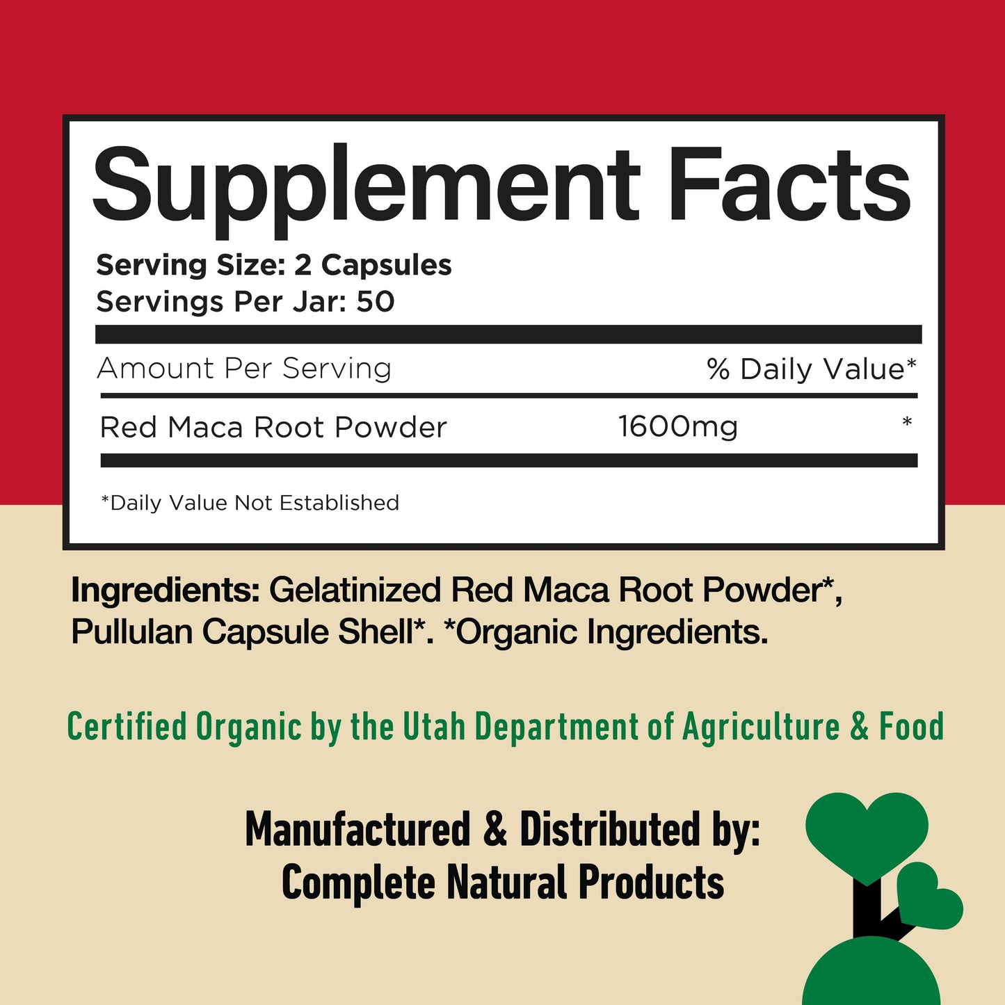 Organic Red Maca Root Capsules