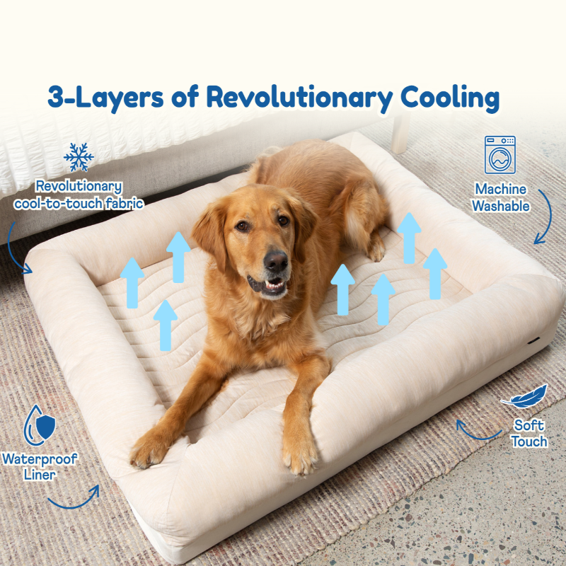 PupChill™ Cooling 4-Bolster Dog Bed - Arctic Sand