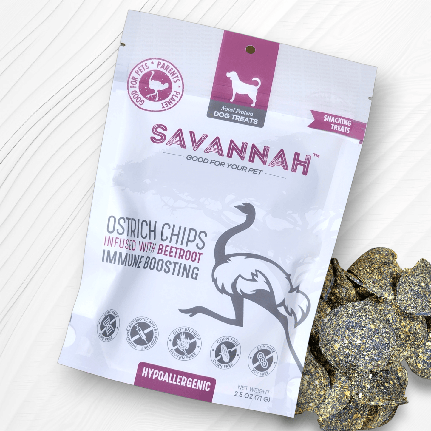Ostrich Chips with Beetroot (2.5oz): The Flavorful, Immune System Supporting Treat for Dogs