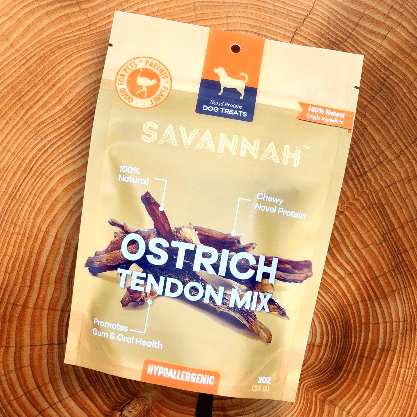 Savannah Chewy Ostrich Tendon Mix (3oz): The Protein-Packed, Hypoallergenic Chew for All Dogs