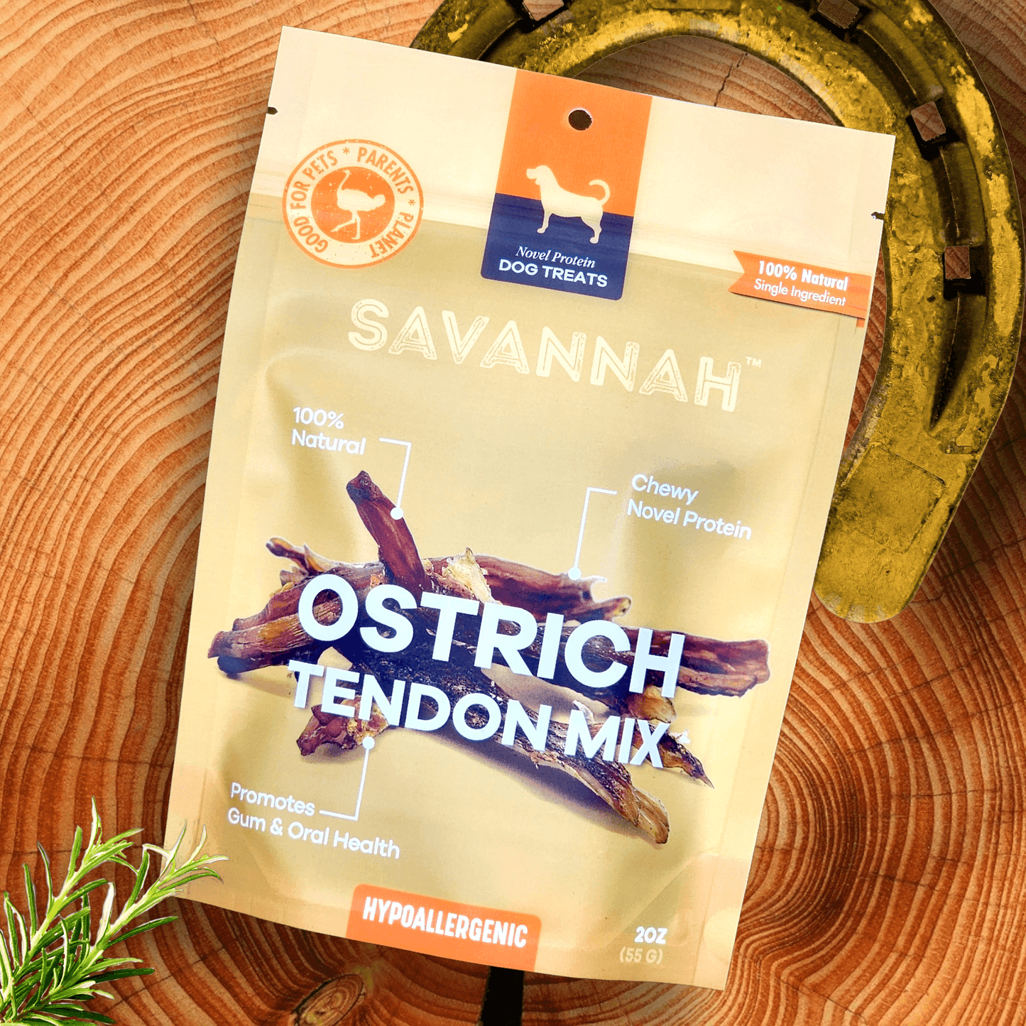 Savannah Chewy Ostrich Tendon Mix (3oz): The Protein-Packed, Hypoallergenic Chew for All Dogs