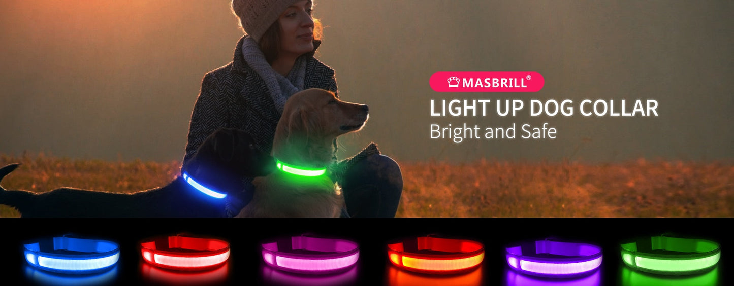 MASBRILL Dog Collar Luminous Pet Supplies Dog Collar Waterproof Safety Collars