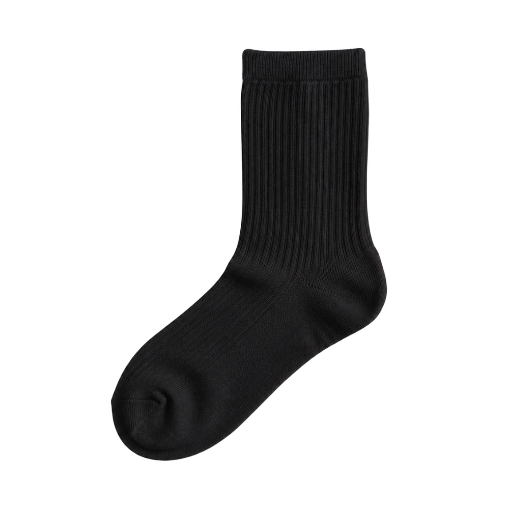 Women's Premium Plain Ribbed Crew Socks