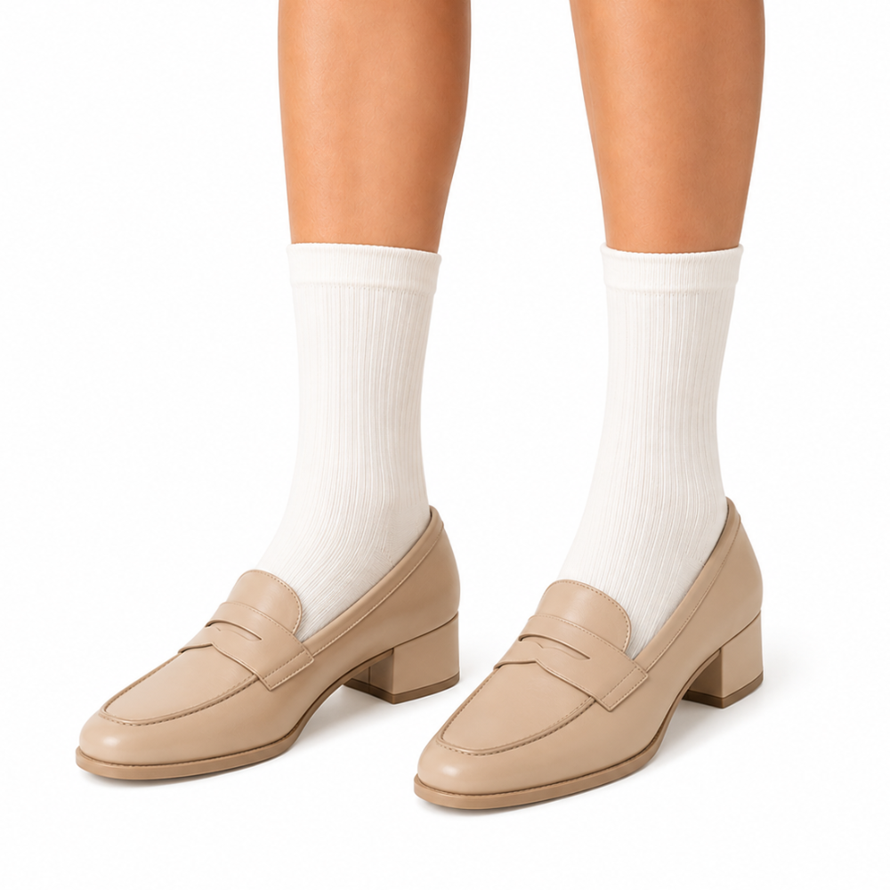 Women's Premium Plain Ribbed Crew Socks