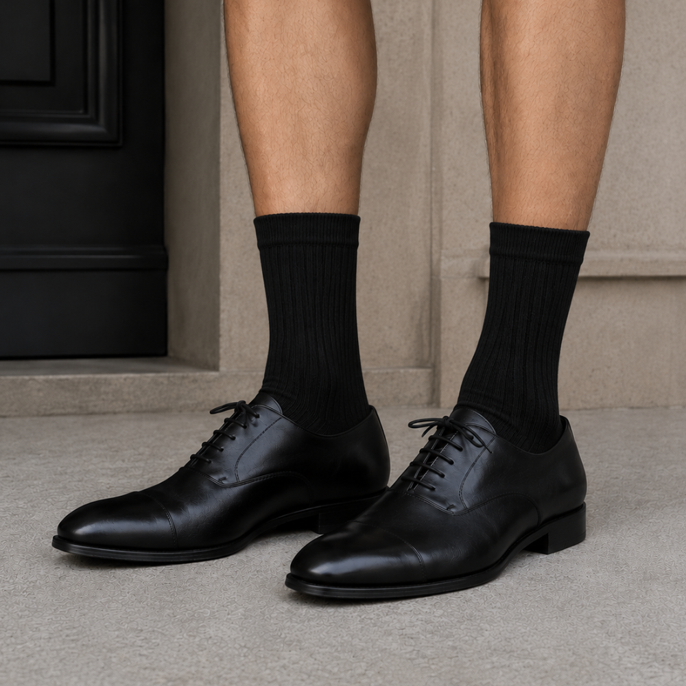 Men's Premium Plain Ribbed Crew Socks