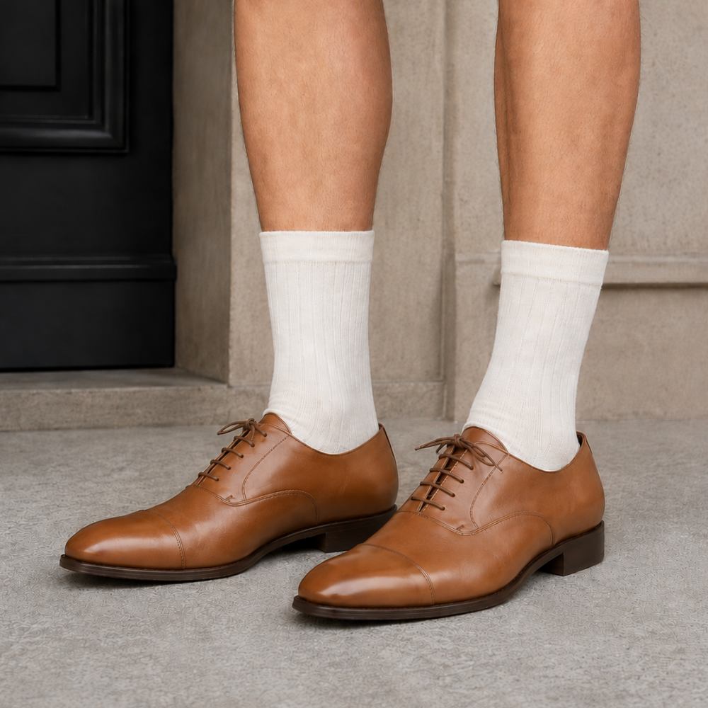 Men's Premium Plain Ribbed Crew Socks
