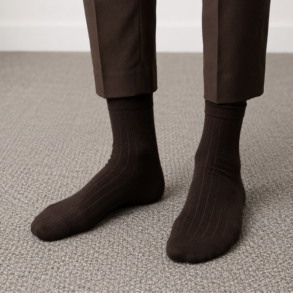 Men's Premium Plain Ribbed Crew Socks