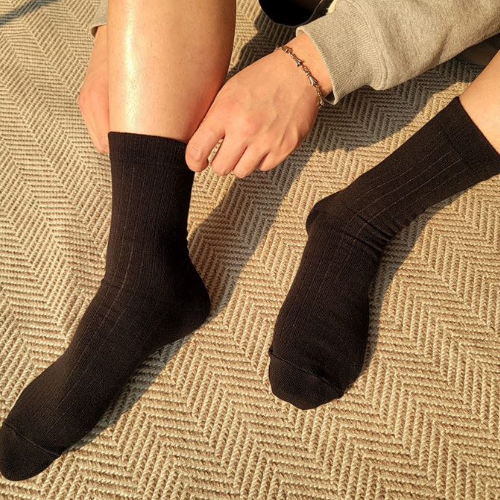Men's Premium Plain Ribbed Crew Socks