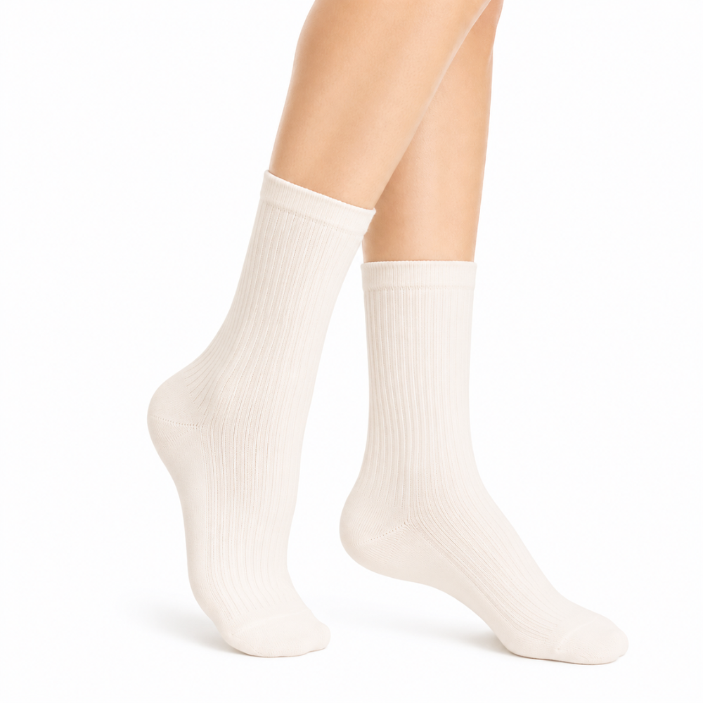 Women's Premium Plain Ribbed Crew Socks
