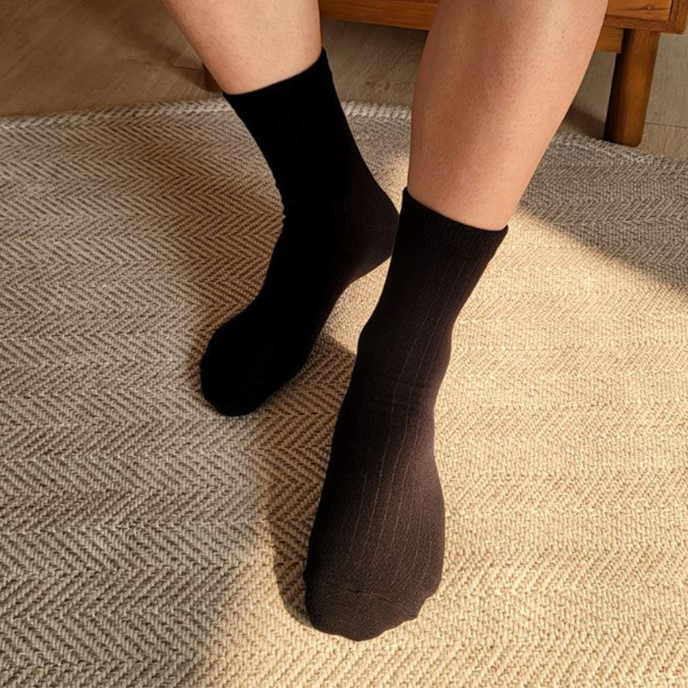 Men's Premium Plain Ribbed Crew Socks