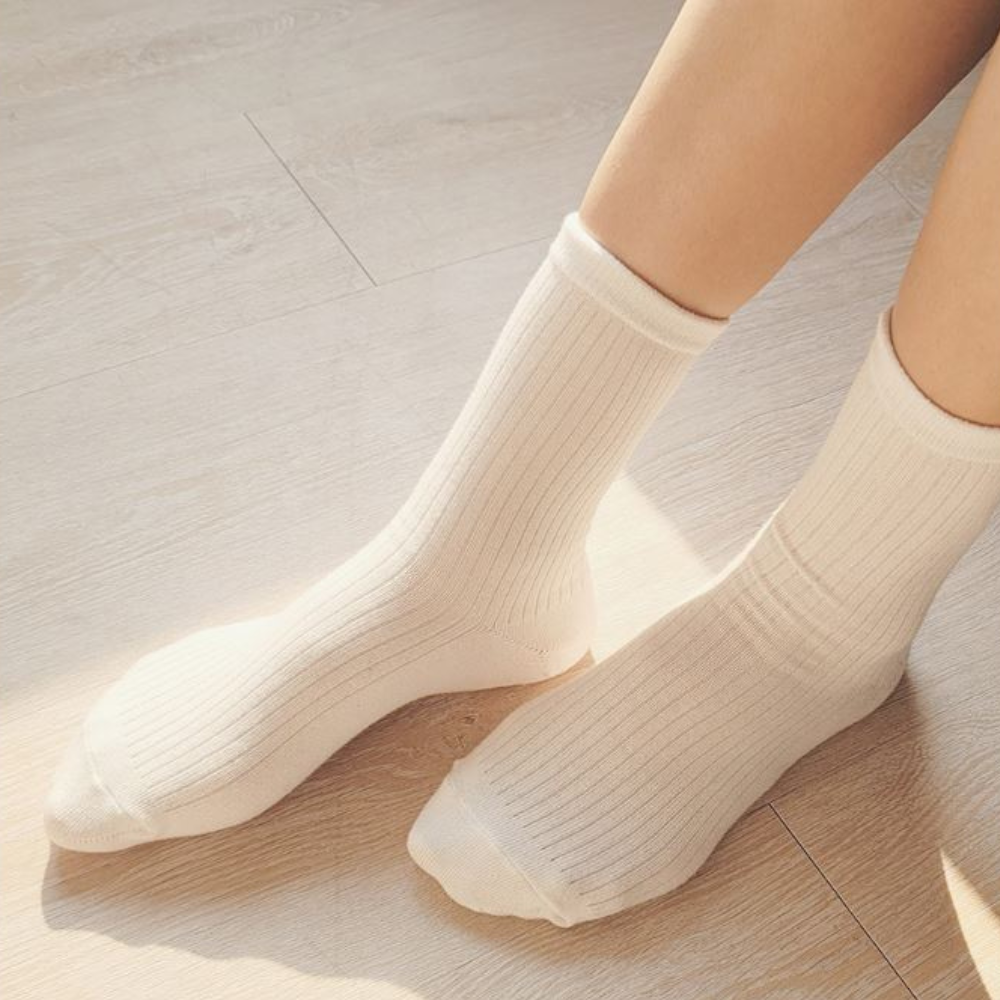 Women's Premium Plain Ribbed Crew Socks
