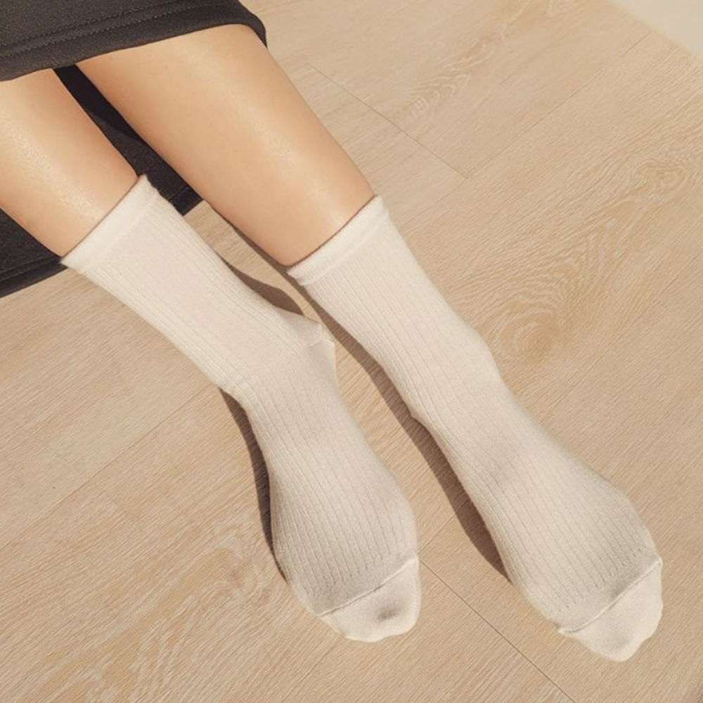 Women's Premium Plain Ribbed Crew Socks