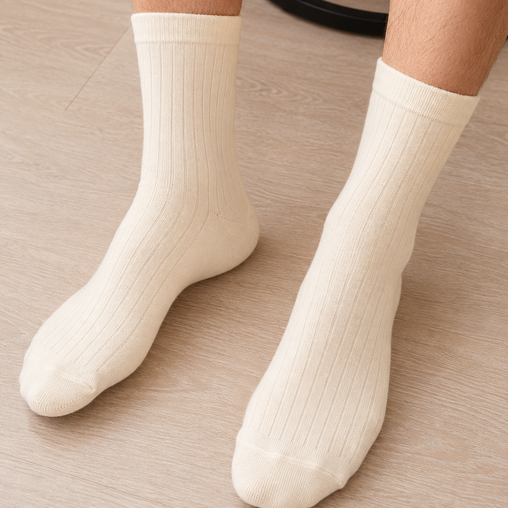 Men's Premium Plain Ribbed Crew Socks