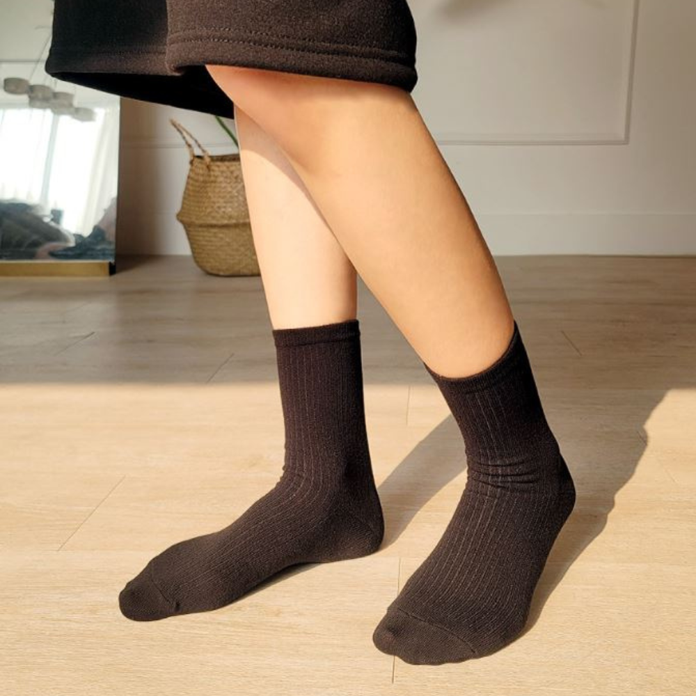 Women's Premium Plain Ribbed Crew Socks