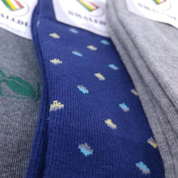 Premium Men’s Classic Patterned Navy Dress Socks