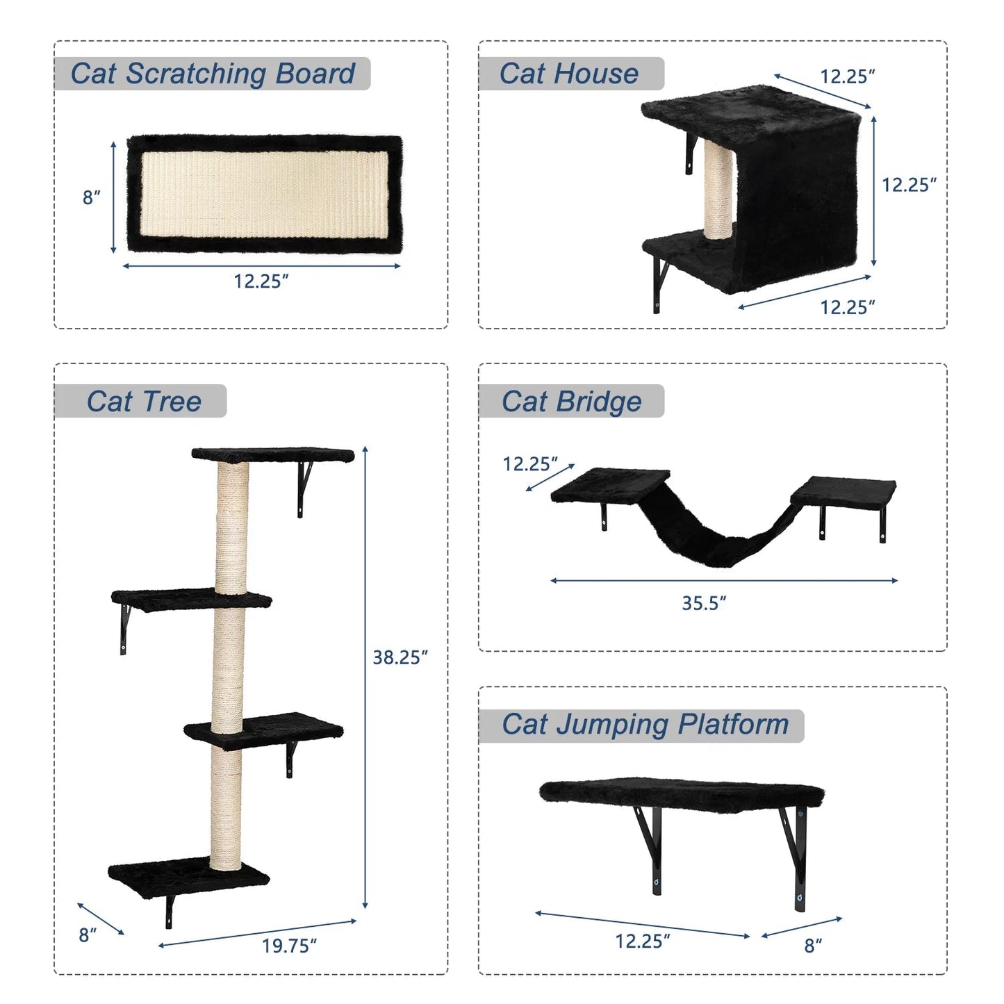 Wall-Mounted Cat Condo & Climbing Tower – Space-Saving, Sturdy & Fun for Multiple Cats