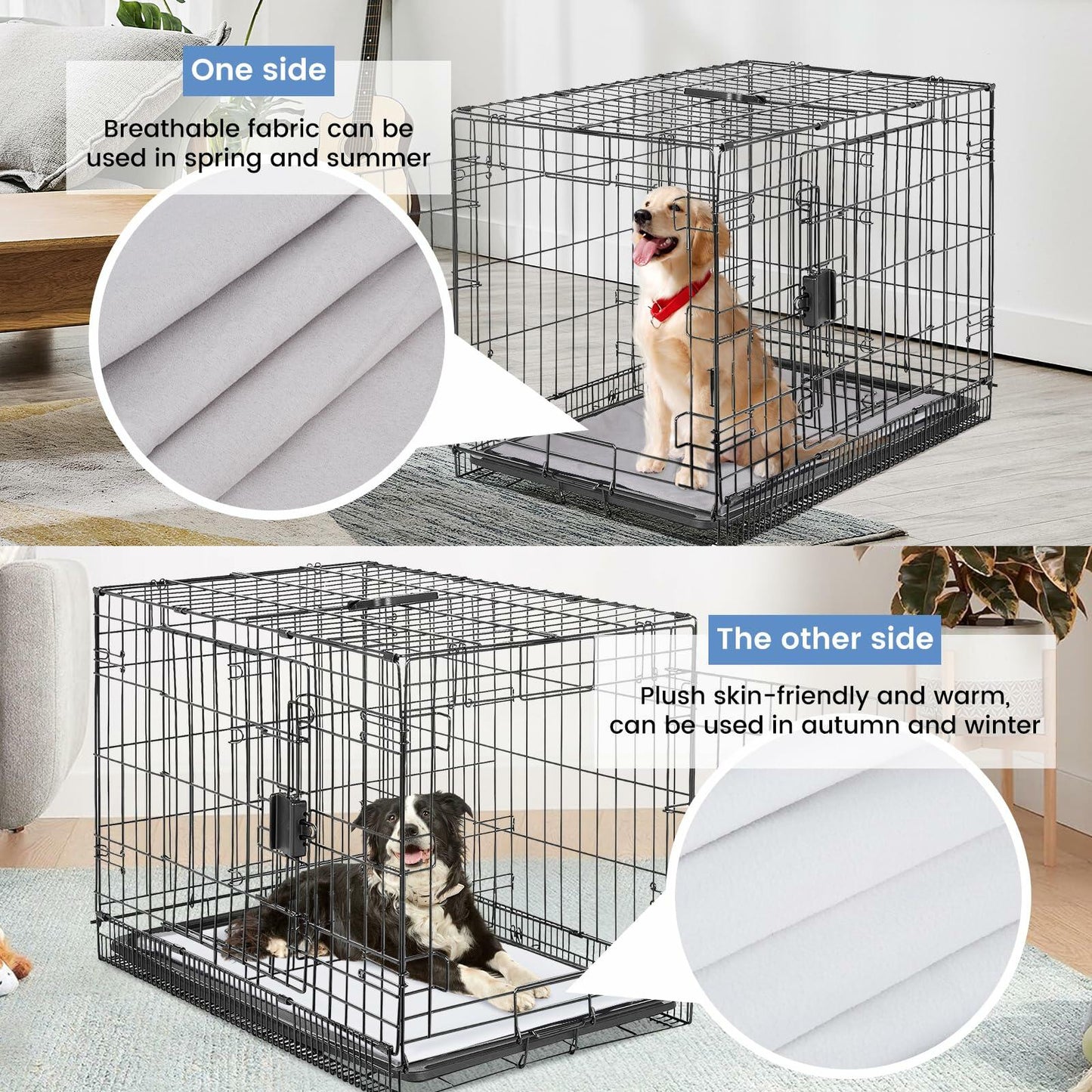 YeeBeny Dog Crate Pan Cover Reversible Quilted Fleece 29.92x18.89in