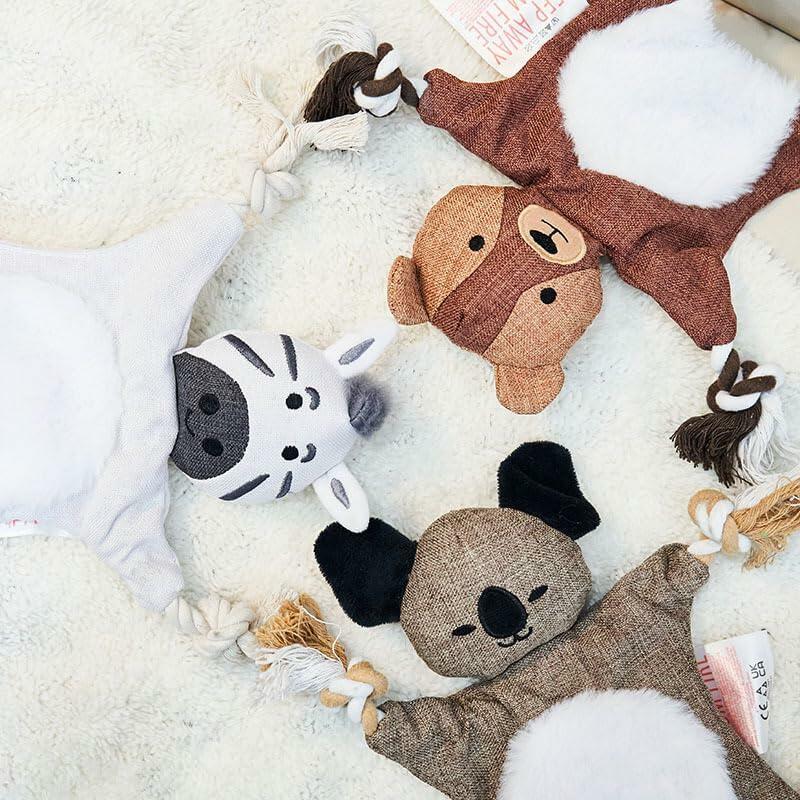 Their World Durable Interactive Dog Rope Toy Zebra Koala Bear