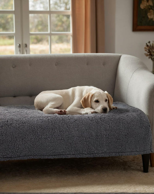 Waterproof Stuffed Dog Bed Cover Blanket Reversible Paw Print Grey 52x82