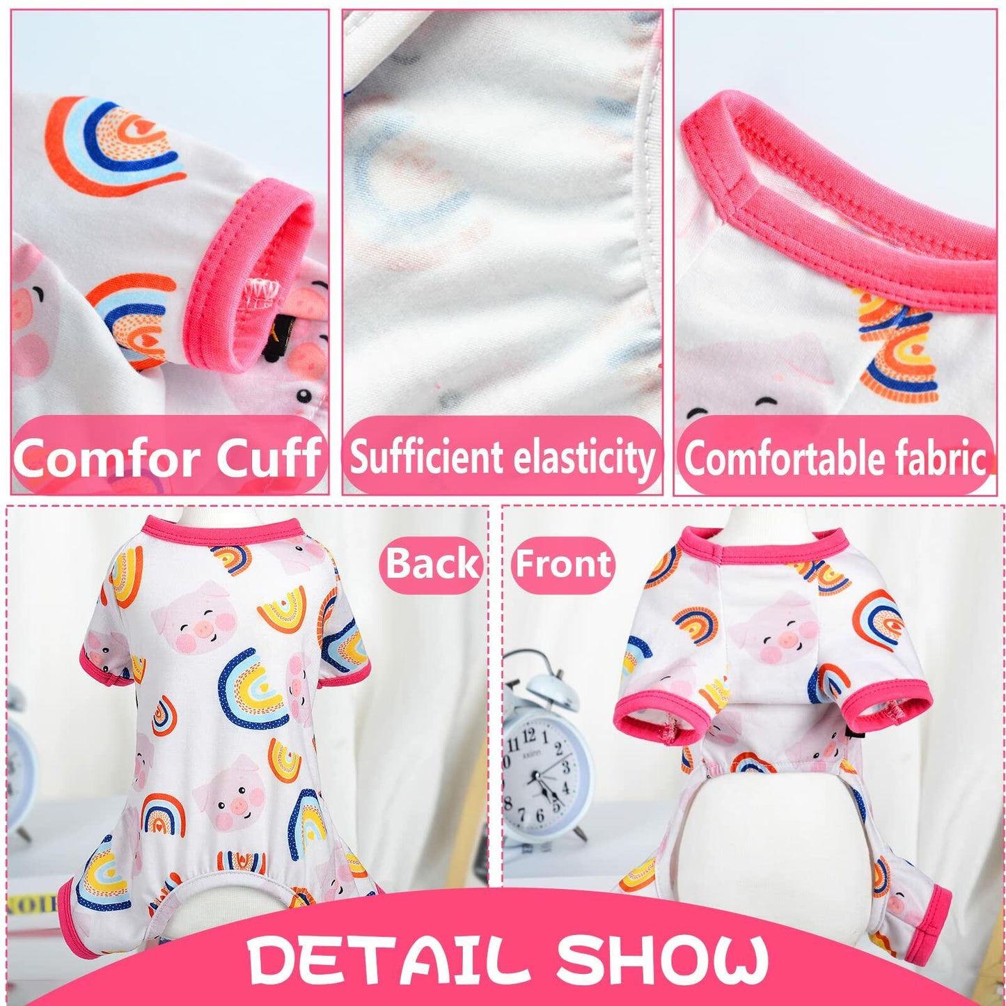 Dog Pajamas Small Chihuahua Yorkie Teacup Puppy Pjs Soft Pet Clothes Size 2XL