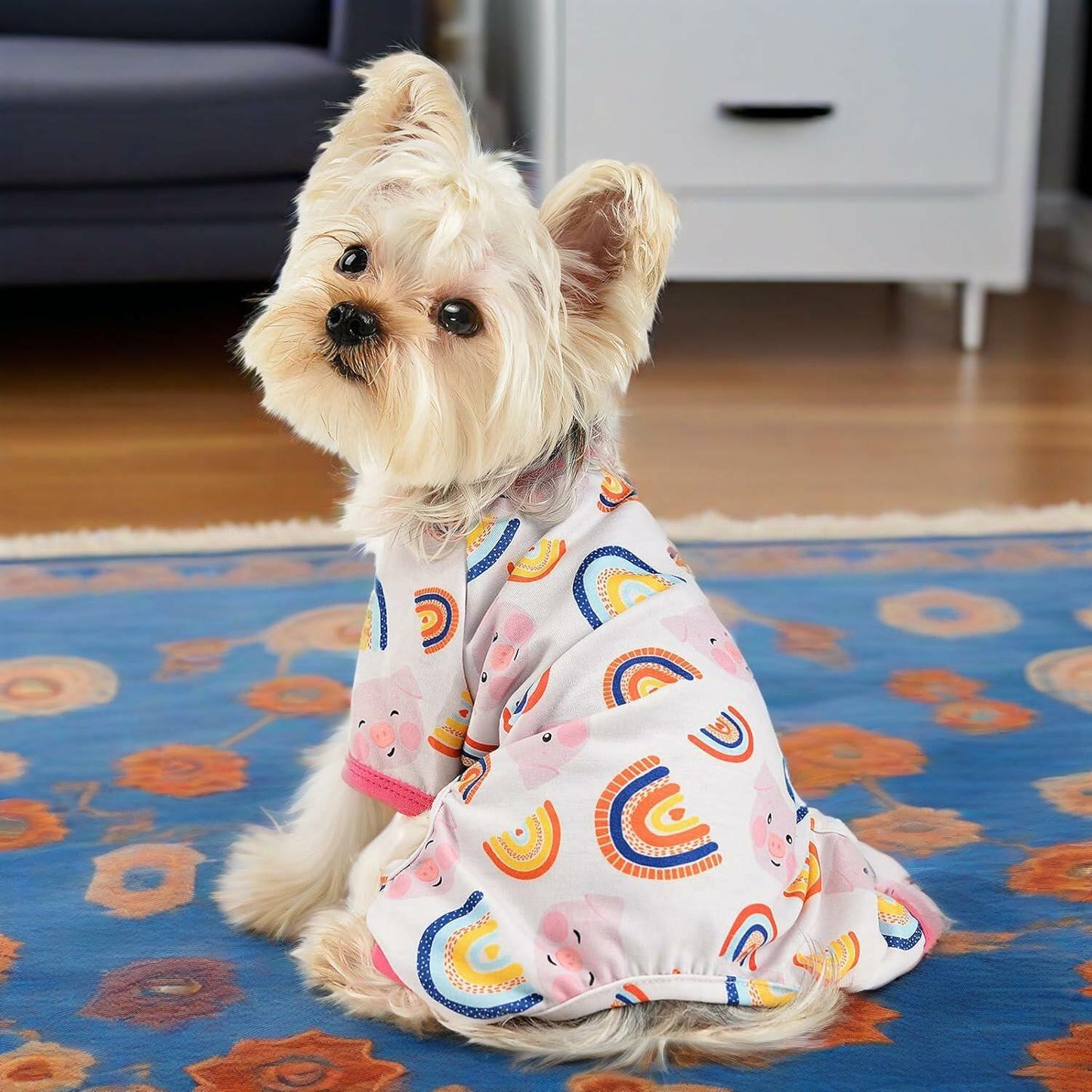 Dog Pajamas Small Chihuahua Yorkie Teacup Puppy Pjs Soft Pet Clothes Size 2XL