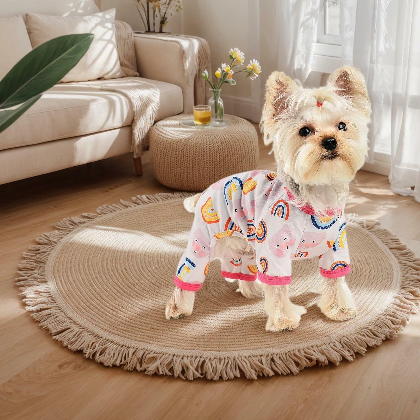 Dog Pajamas Small Chihuahua Yorkie Teacup Puppy Pjs Soft Pet Clothes Size 2XL